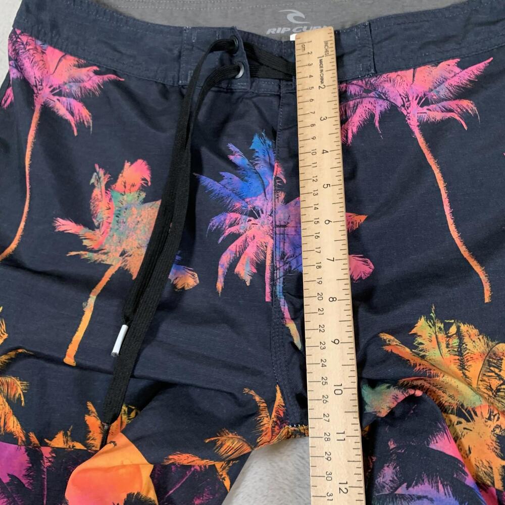 Rip Curl Board Shorts Mens 32 Neon Palm Tree Swim Trunks Beach Surf - Picture 6 of 12